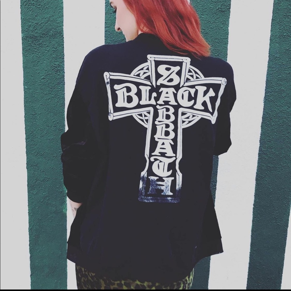 Black velvet Black Sabbath mesh bomber jacket